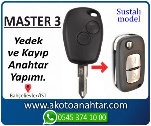 Renault Reno Master 3 Araba Oto Otomobil Car Sustalı Yedek Kayıp Kumanda Kumandalı İmmobilizer Anahtar Anahtarı Çilingir Anahtarcı Acil Kopyalama Kodlama Locksmith Key Bahçelievler İstanbul Kayboldu Dönmüyor Okumuyor Orjinal Kontak Tamir Tamiri Çip