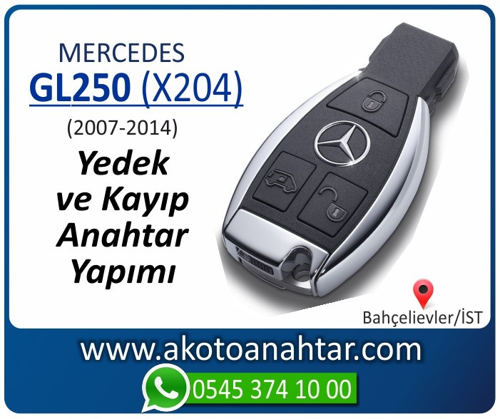 Mercedes GL250 X204 Anahtari 2007 2008 2009 2010 2011 2012 2013 2014 - Mercedes GL250 (X204) Anahtarı | Yedek ve Kayıp Anahtar Yapımı