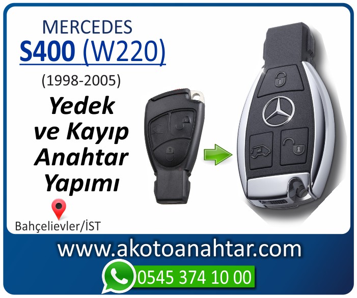 Mercedes S400 W220 Anahtari 1998 1999 2000 2001 2002 2003 2004 2005 - Mercedes S400 (W220) Anahtarı | Yedek ve Kayıp Anahtar Yapımı