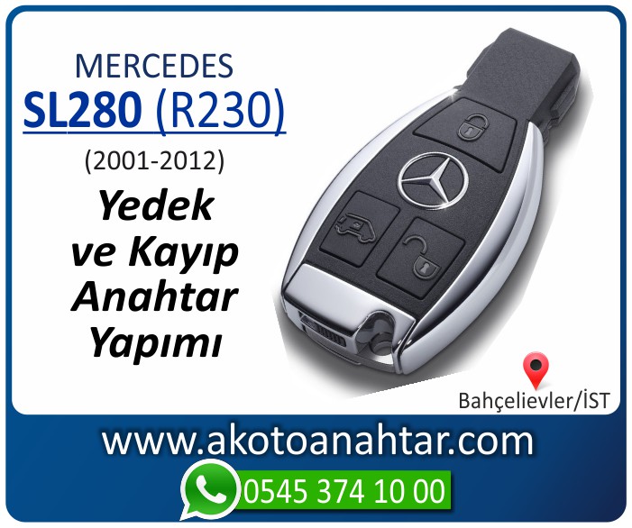 Mercedes SL280 R230 Anahtari 2001 2002 2003 2004 2005 2006 2007 2008 2009 2010 2011 2012 - Mercedes SL280 (R230) Anahtarı | Yedek ve Kayıp Anahtar Yapımı