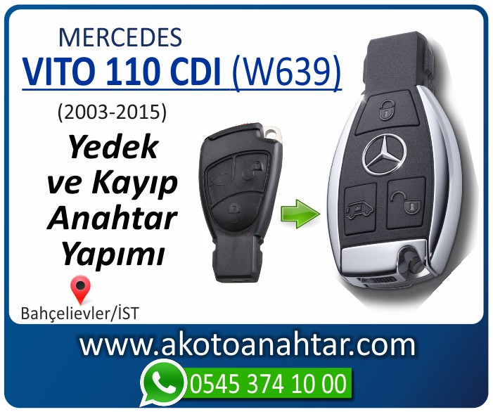 Mercedes Vito 110 CDI W639 Anahtari 2003 2004 2005 2006 2007 2008 2009 2010 2011 2012 2013 2014 2015 - Mercedes Vito 110 CDI (W639) Anahtarı | Yedek ve Kayıp Anahtar Yapımı