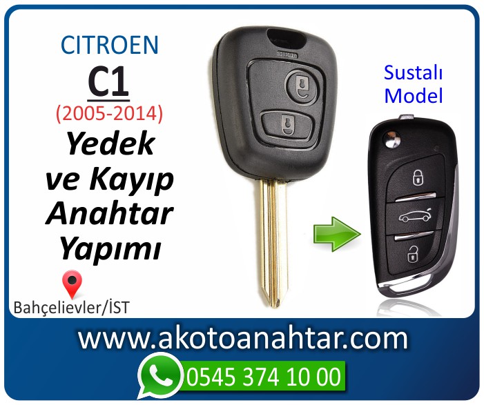 Citroen C1 c 1 anahtari anahtar key yedek yaptirma fiyati kopyalama cogaltma kayip 2005 2006 2007 2008 2009 2010 2011 2012 2013 2014 model - Citroen C1 Anahtarı | Yedek ve Kayıp Anahtar Yapımı