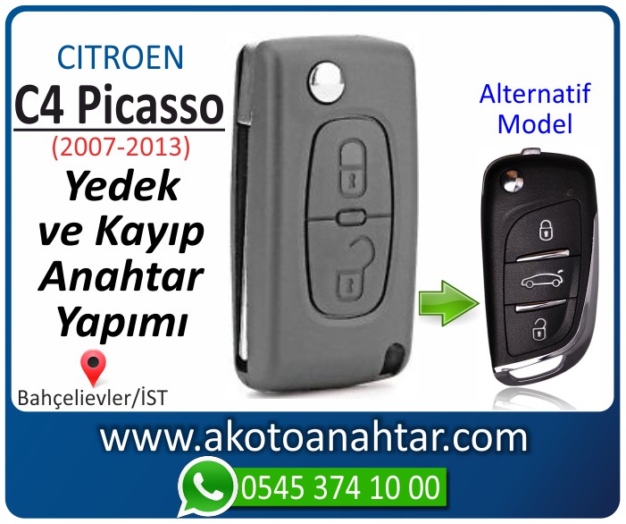 Citroen C4 c 4 picasso anahtari anahtar key yedek yaptirma fiyati kopyalama cogaltma kayip 2007 2008 2009 2010 2011 2012 2013 model - Citroen C4 Picasso Anahtarı | Yedek ve Kayıp Anahtar Yapımı