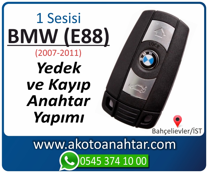 bmw 1 serisi e88 anahtari anahtar key yedek yaptirma fiyati kopyalama cogaltma kayip 2007 2008 2009 2010 2011 model - BMW 1 Serisi E88 Anahtarı | Yedek ve Kayıp Anahtar Yapımı