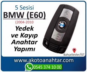 BMW 5 Serisi E60 Araba Oto Otomobil Car Yedek Kayıp Kumanda Kumandalı İmmobilizer Anahtar Anahtarı Çilingir Anahtarcı Acil Kopyalama Kodlama Locksmith Key Bahçelievler İstanbul Kayboldu Dönmüyor Okumuyor Orjinal Kontak Tamir Tamiri Çip